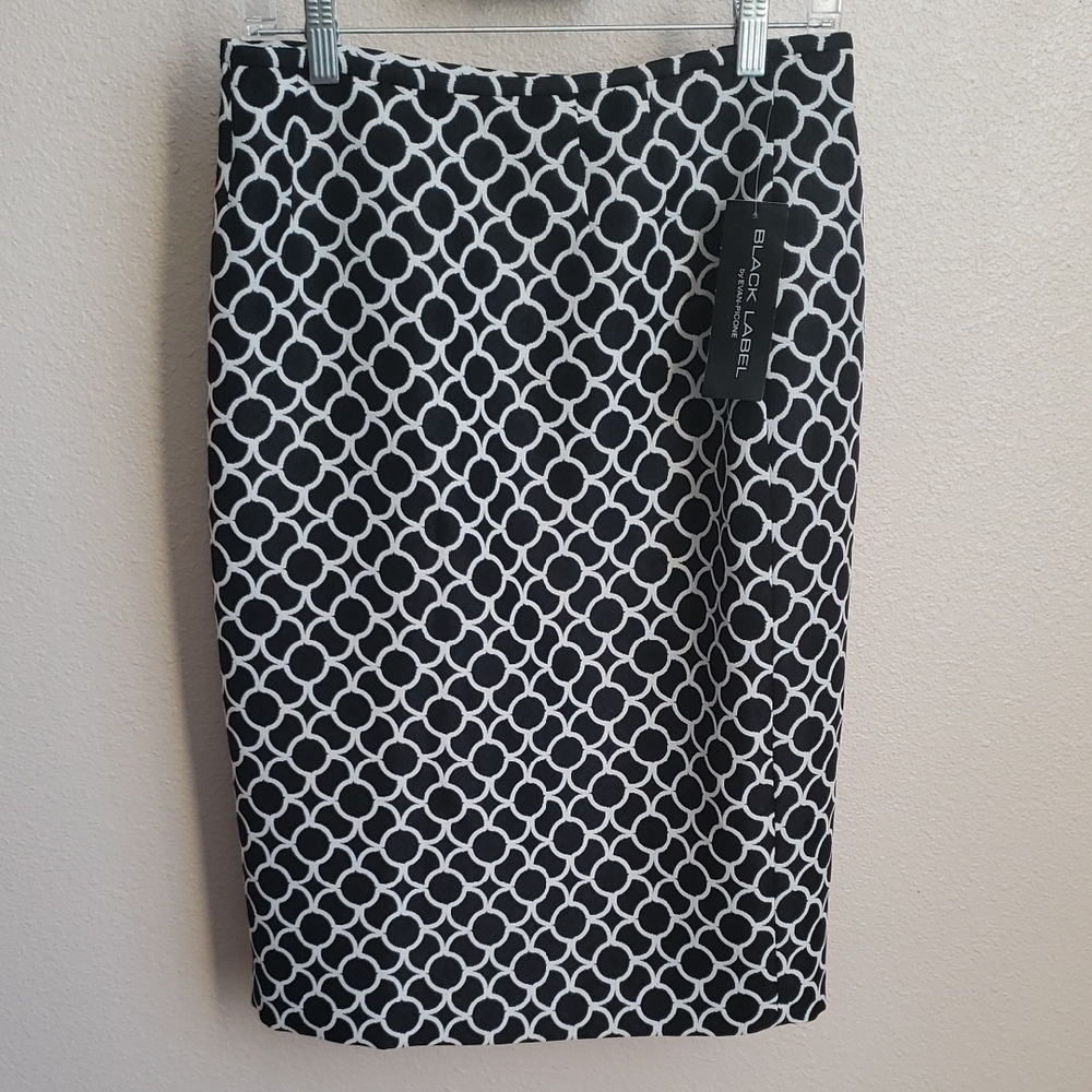 NWT Evan-Picone Black and White Pencil Skirt  size 6